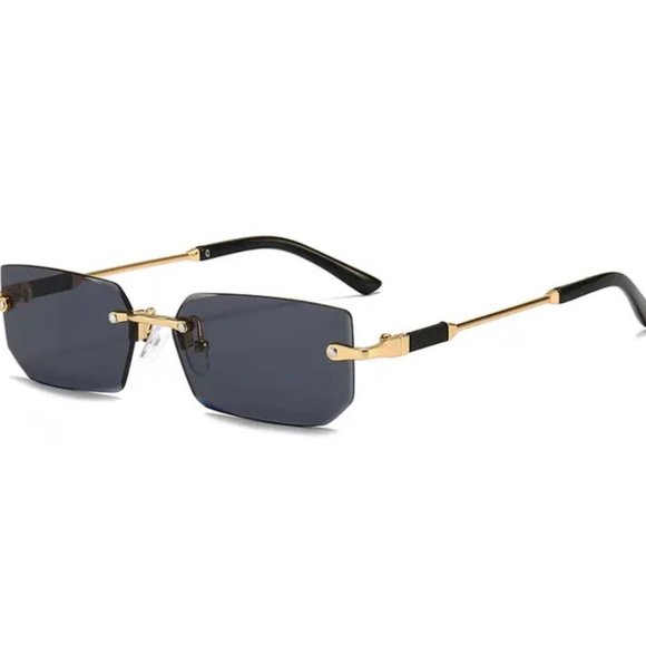 Rimless Sunglasses Rectangle Fashion Popular Women Men Shades Small Square Sun G - Picture 3 of 6